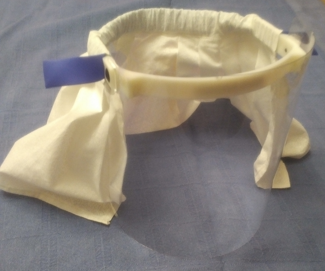 Front view of the face-shield and curtain