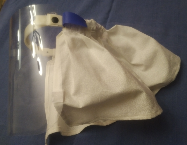 Side view of ETM face shield and curtain
