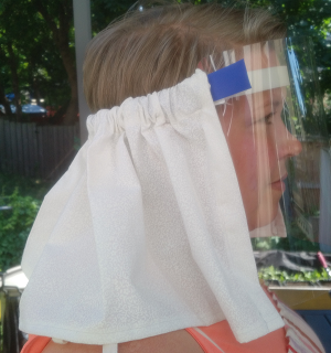 Side view of ETM face shield and curtain