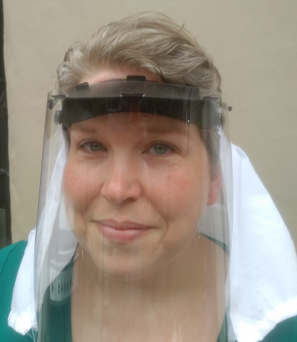 Front view of the face-shield and curtain
