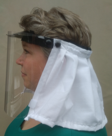 Side view of the face-shield and curtain