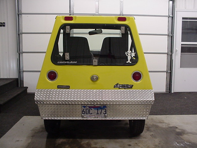 View of the back, note the added diamond plate bumper