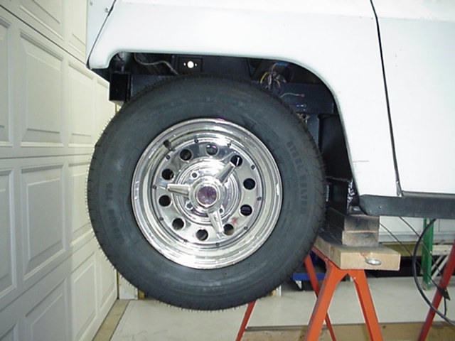 View of new 12-inch wheels with spinners - trailer wheels & aftermarket spinners